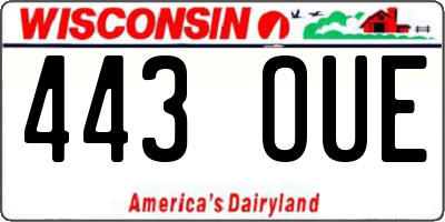 WI license plate 443OUE