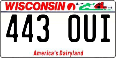 WI license plate 443OUI
