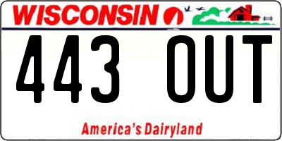 WI license plate 443OUT