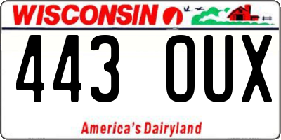 WI license plate 443OUX