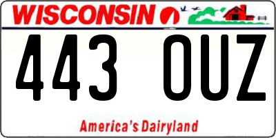 WI license plate 443OUZ