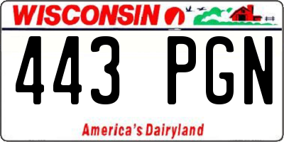 WI license plate 443PGN