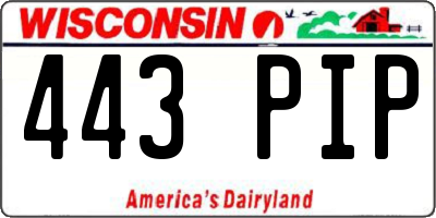 WI license plate 443PIP