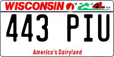 WI license plate 443PIU