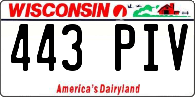 WI license plate 443PIV