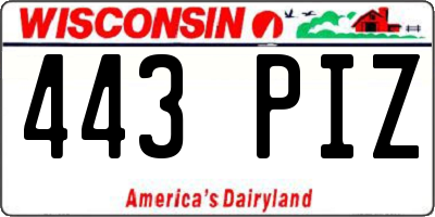 WI license plate 443PIZ