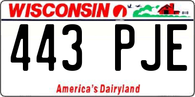WI license plate 443PJE