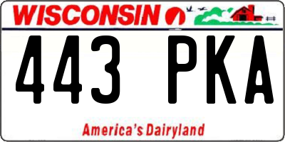 WI license plate 443PKA