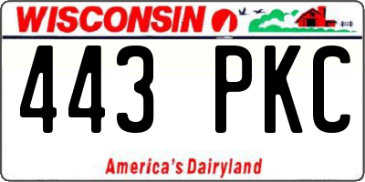 WI license plate 443PKC