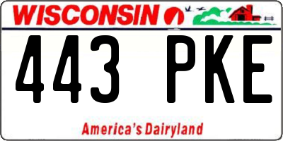WI license plate 443PKE