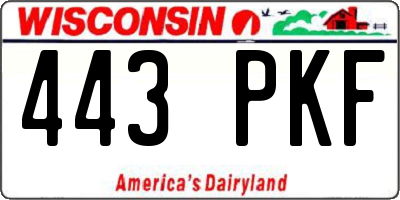 WI license plate 443PKF