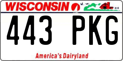 WI license plate 443PKG