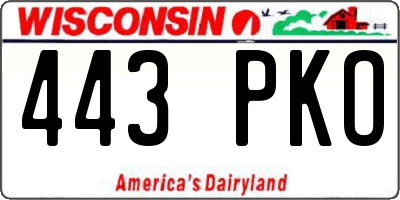 WI license plate 443PKO