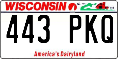 WI license plate 443PKQ
