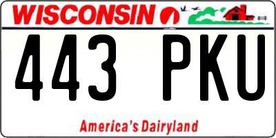 WI license plate 443PKU