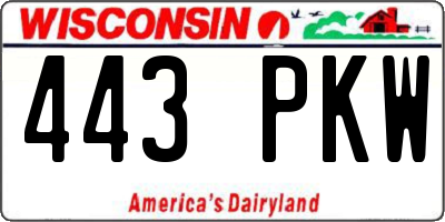 WI license plate 443PKW