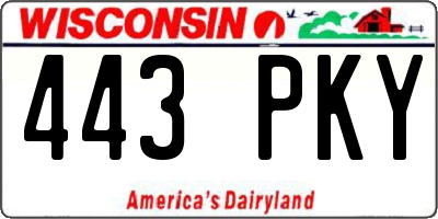 WI license plate 443PKY