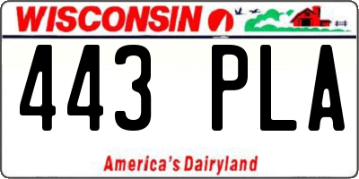 WI license plate 443PLA