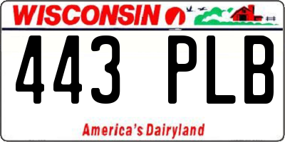 WI license plate 443PLB