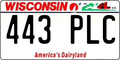 WI license plate 443PLC