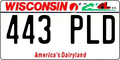 WI license plate 443PLD