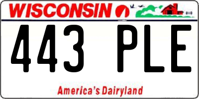 WI license plate 443PLE