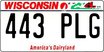 WI license plate 443PLG