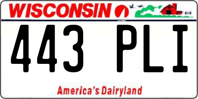 WI license plate 443PLI