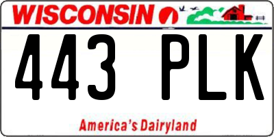 WI license plate 443PLK