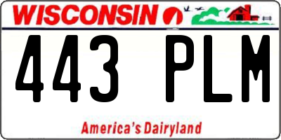 WI license plate 443PLM