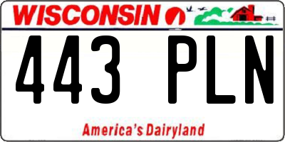 WI license plate 443PLN