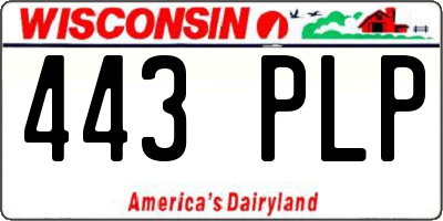 WI license plate 443PLP
