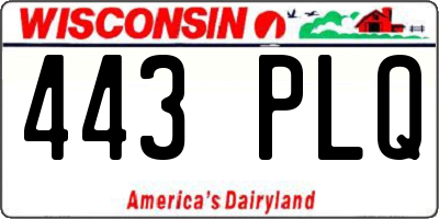WI license plate 443PLQ