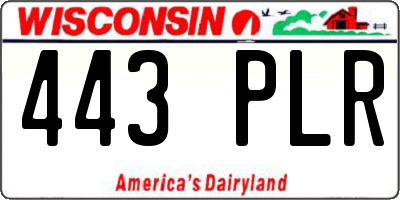 WI license plate 443PLR