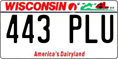 WI license plate 443PLU