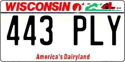 WI license plate 443PLY