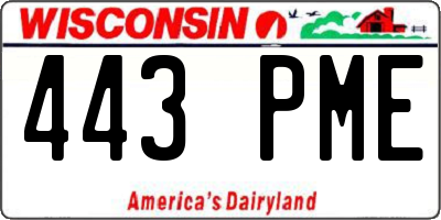 WI license plate 443PME