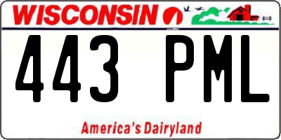 WI license plate 443PML
