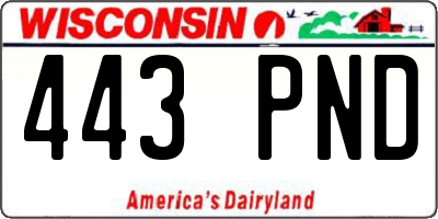 WI license plate 443PND