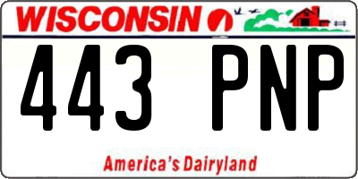WI license plate 443PNP