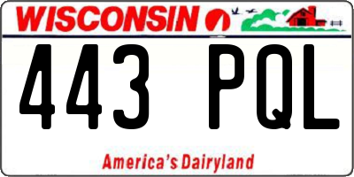 WI license plate 443PQL