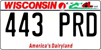 WI license plate 443PRD