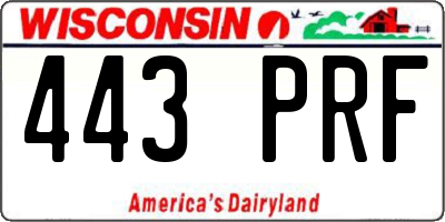 WI license plate 443PRF