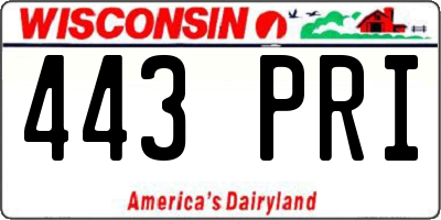 WI license plate 443PRI
