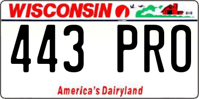 WI license plate 443PRO