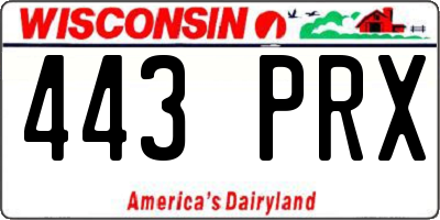 WI license plate 443PRX