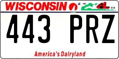 WI license plate 443PRZ