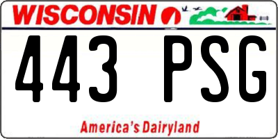 WI license plate 443PSG