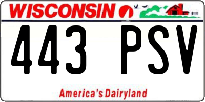 WI license plate 443PSV