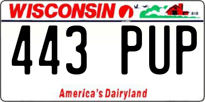 WI license plate 443PUP